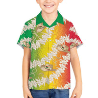 Vanuatu Cowboy Family Matching Off Shoulder Short Dress and Hawaiian Shirt Straw Hats Hibiscus With Sand Drawing LT14 Son's Shirt Reggae - Polynesian Pride