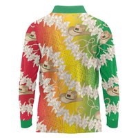 Vanuatu Cowboy Long Sleeve Polo Shirt Straw Hats Hibiscus With Sand Drawing LT14 - Polynesian Pride