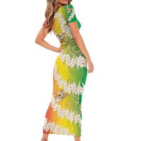 Vanuatu Cowboy Short Sleeve Bodycon Dress Straw Hats Hibiscus With Sand Drawing LT14 - Polynesian Pride