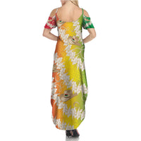 Vanuatu Cowboy Summer Maxi Dress Straw Hats Hibiscus With Sand Drawing - Polynesian Pride