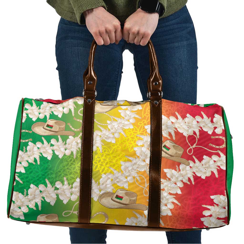 Vanuatu Cowboy Travel Bag Straw Hats Hibiscus With Sand Drawing - Polynesian Pride