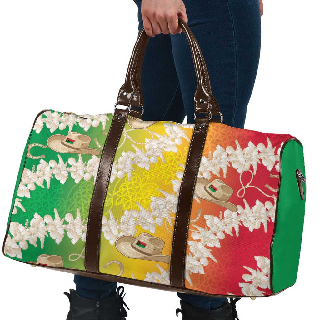 Vanuatu Cowboy Travel Bag Straw Hats Hibiscus With Sand Drawing - Polynesian Pride