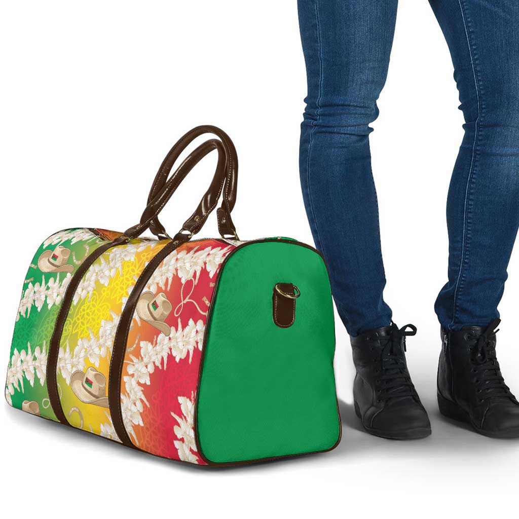 Vanuatu Cowboy Travel Bag Straw Hats Hibiscus With Sand Drawing - Polynesian Pride