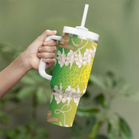 Vanuatu Cowboy Tumbler With Handle Straw Hats Hibiscus With Sand Drawing LT14 - Polynesian Pride