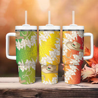 Vanuatu Cowboy Tumbler With Handle Straw Hats Hibiscus With Sand Drawing LT14 - Polynesian Pride