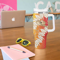 Vanuatu Cowboy Tumbler With Handle Straw Hats Hibiscus With Sand Drawing LT14 - Polynesian Pride