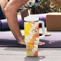 Vanuatu Cowboy Tumbler With Handle Straw Hats Hibiscus With Sand Drawing LT14 - Polynesian Pride