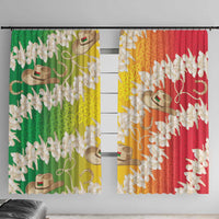 Vanuatu Cowboy Window Curtain Straw Hats Hibiscus With Sand Drawing LT14 With Hooks Reggae - Polynesian Pride