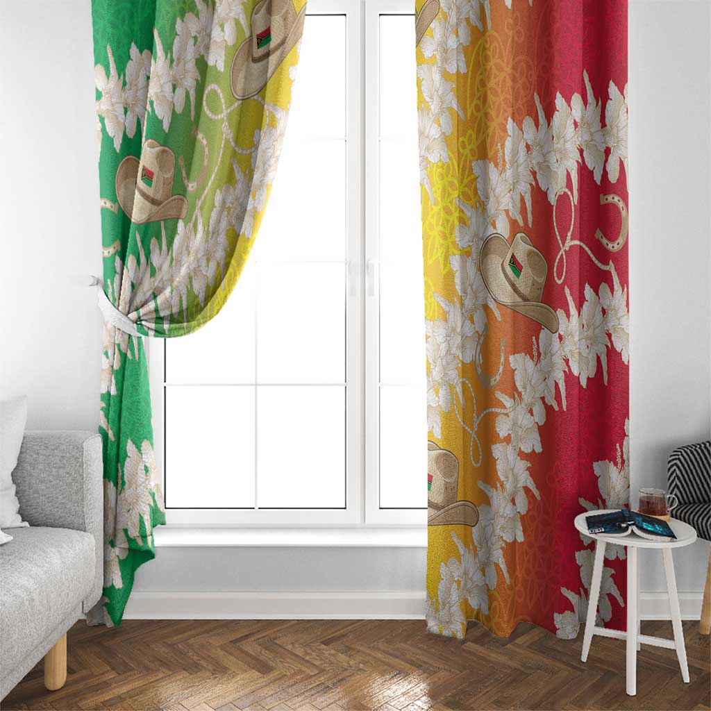 Vanuatu Cowboy Window Curtain Straw Hats Hibiscus With Sand Drawing LT14 - Polynesian Pride