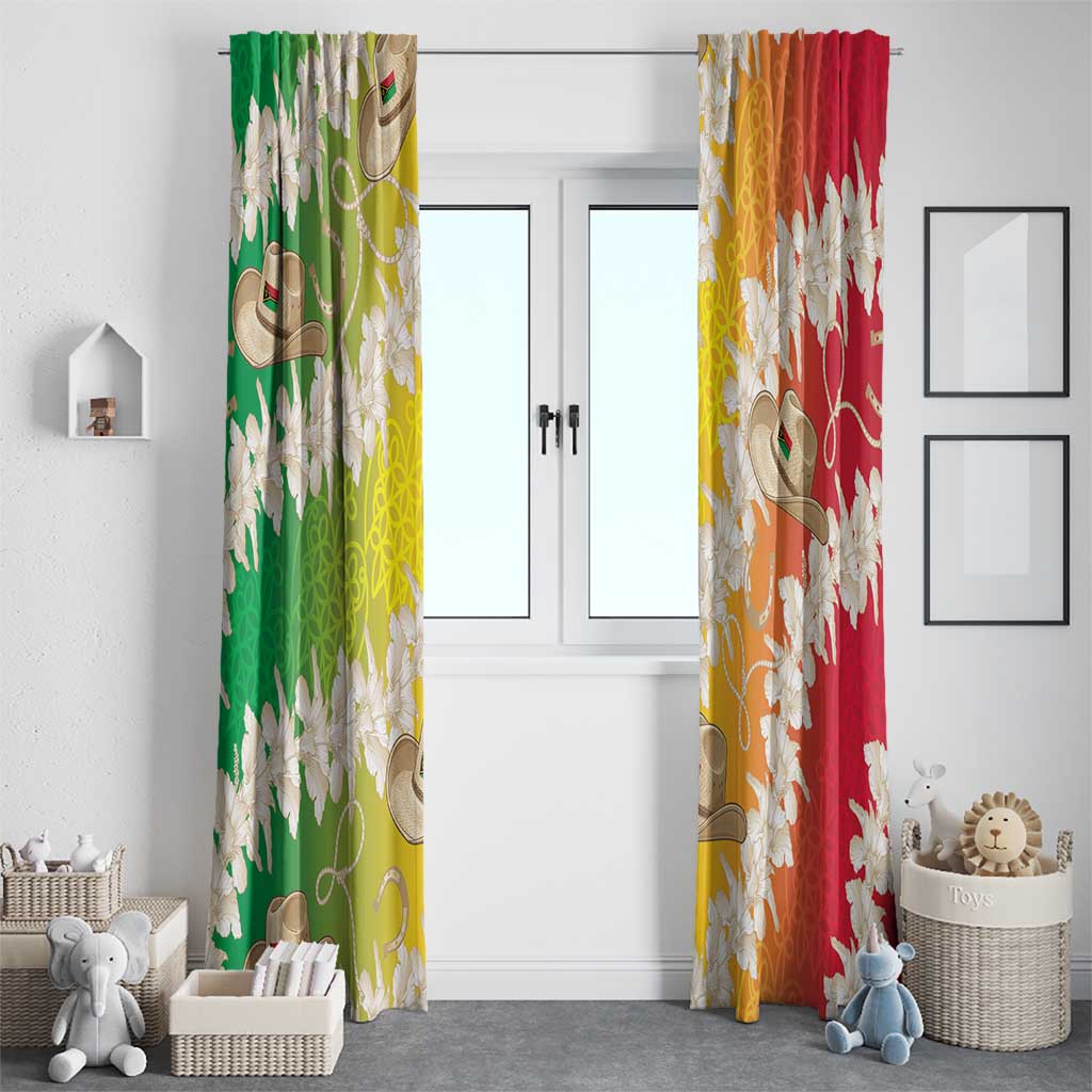 Vanuatu Cowboy Window Curtain Straw Hats Hibiscus With Sand Drawing LT14 - Polynesian Pride