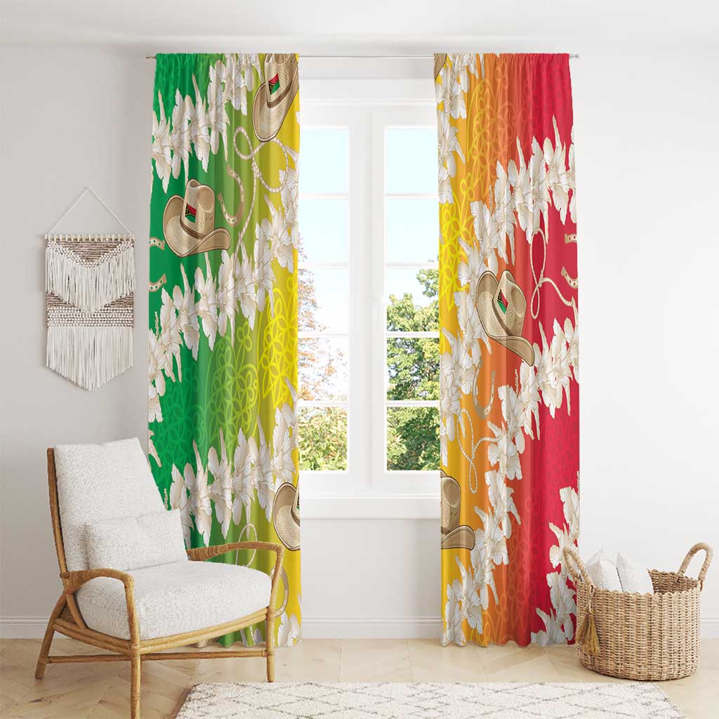 Vanuatu Cowboy Window Curtain Straw Hats Hibiscus With Sand Drawing LT14 - Polynesian Pride