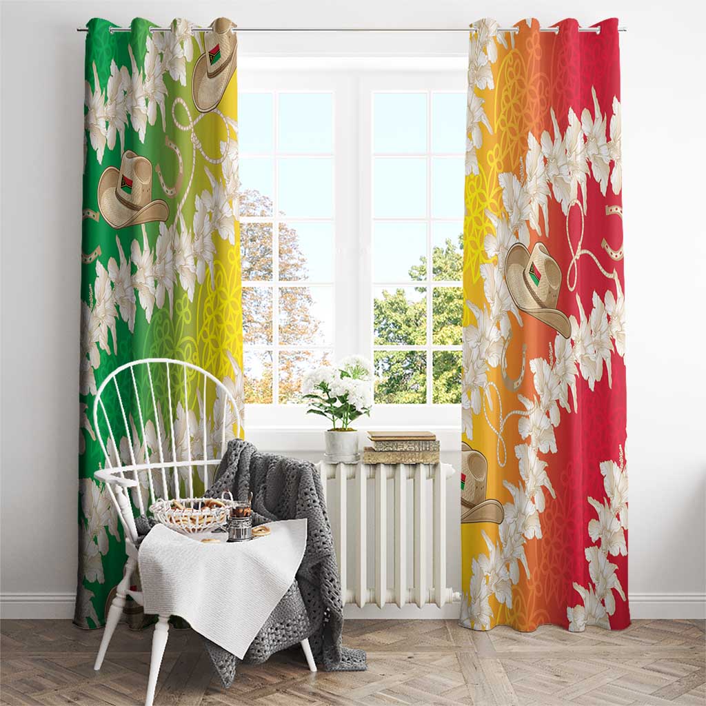 Vanuatu Cowboy Window Curtain Straw Hats Hibiscus With Sand Drawing LT14 - Polynesian Pride