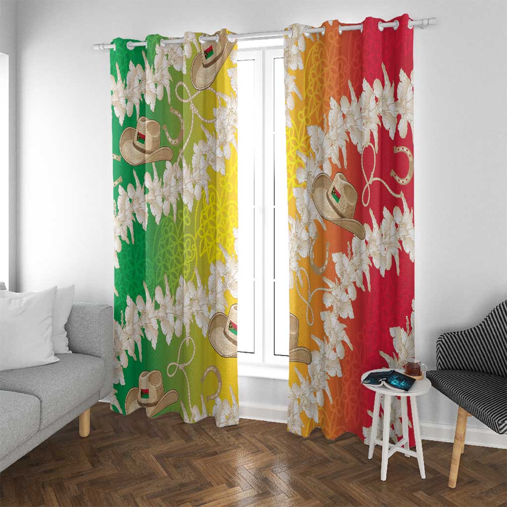 Vanuatu Cowboy Window Curtain Straw Hats Hibiscus With Sand Drawing LT14 With Grommets Reggae - Polynesian Pride
