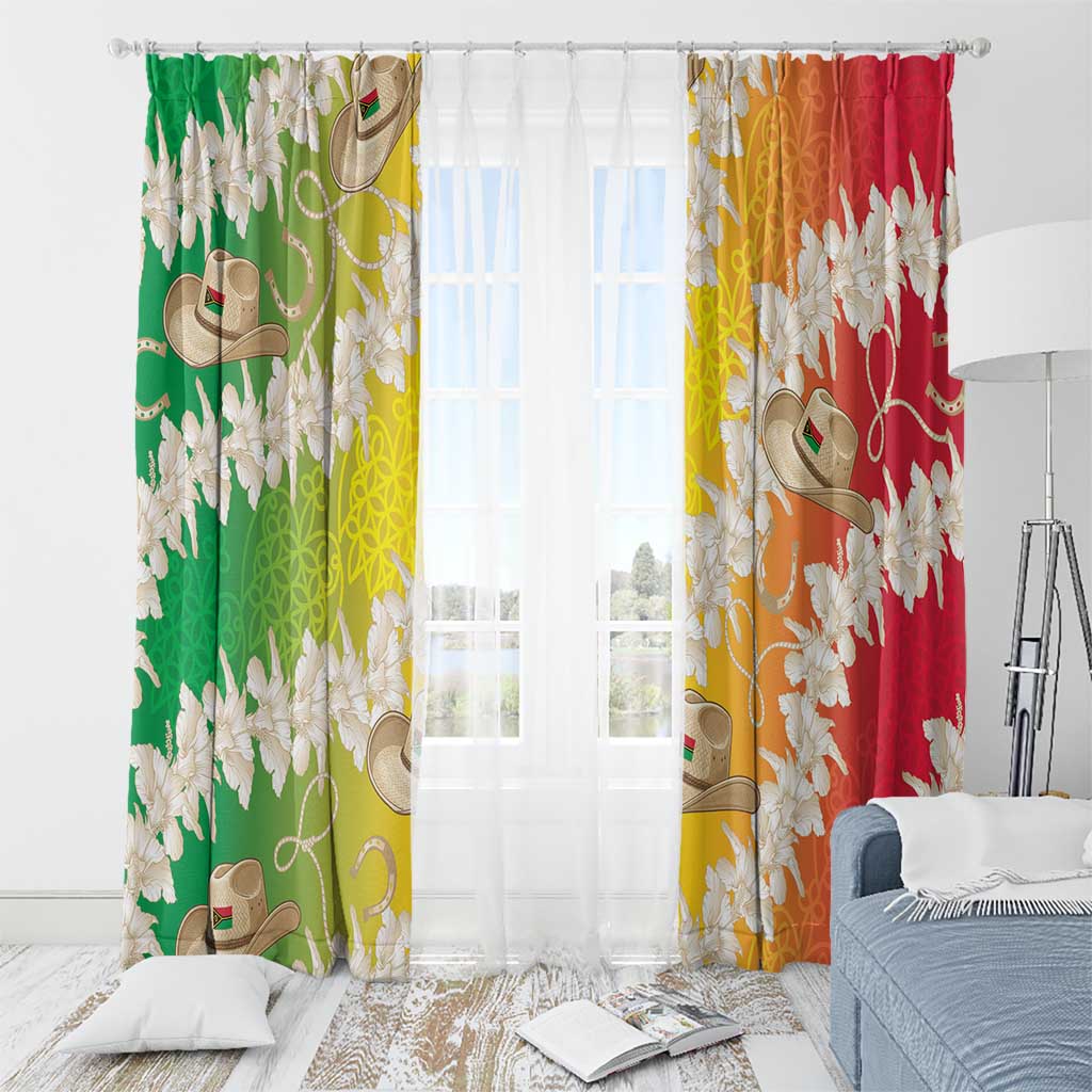 Vanuatu Cowboy Window Curtain Straw Hats Hibiscus With Sand Drawing LT14 - Polynesian Pride