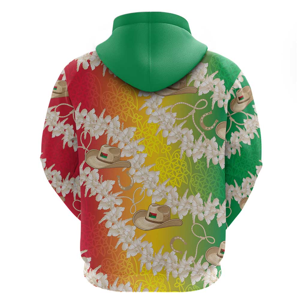 Vanuatu Cowboy Zip Hoodie Straw Hats Hibiscus With Sand Drawing - Polynesian Pride