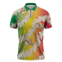 Vanuatu Cowboy Zipper Polo Shirt Straw Hats Hibiscus With Sand Drawing LT14 Reggae - Polynesian Pride
