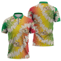 Vanuatu Cowboy Zipper Polo Shirt Straw Hats Hibiscus With Sand Drawing LT14 - Polynesian Pride