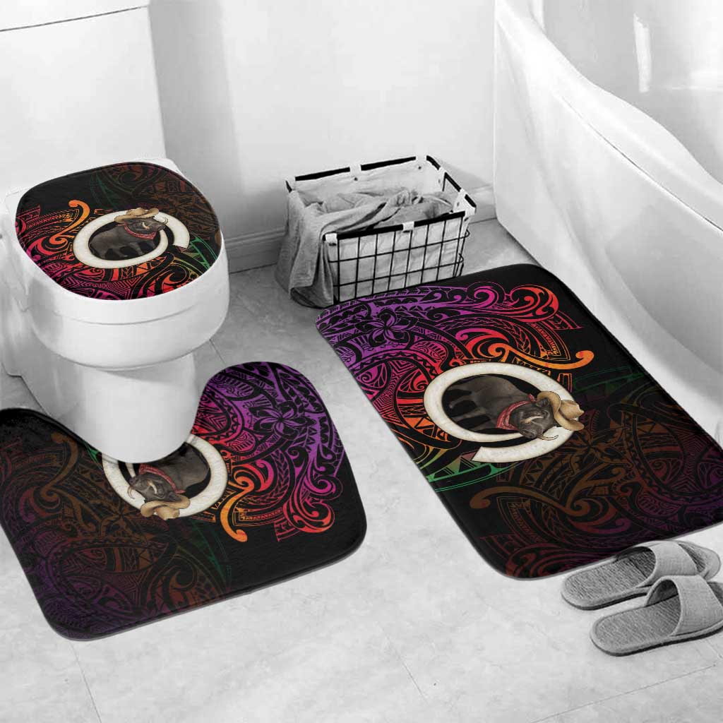 Vanuatu Boar Cowboy Bathroom Set Tusk Gradient Polynesian Pattern - Polynesian Pride