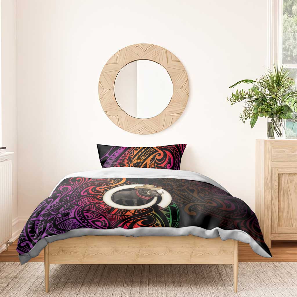 Vanuatu Boar Cowboy Bedding Set Tusk Gradient Polynesian Pattern - Polynesian Pride