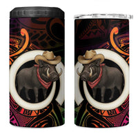Vanuatu Boar Cowboy 4 in 1 Can Cooler Tumbler Tusk Gradient Polynesian Pattern LT14 One Size: 16 oz Black - Polynesian Pride