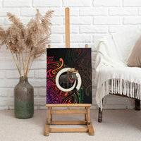 Vanuatu Boar Cowboy Canvas Wall Art Tusk Gradient Polynesian Pattern - Polynesian Pride