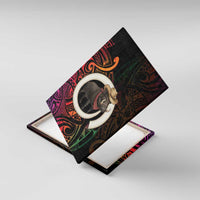 Vanuatu Boar Cowboy Canvas Wall Art Tusk Gradient Polynesian Pattern - Polynesian Pride