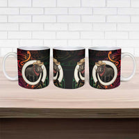 Vanuatu Boar Cowboy Ceramic Mug Tusk Gradient Polynesian Pattern - Polynesian Pride