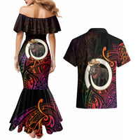 Vanuatu Boar Cowboy Couples Matching Mermaid Dress and Hawaiian Shirt Tusk Gradient Polynesian Pattern - Polynesian Pride