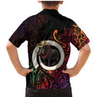 Vanuatu Boar Cowboy Family Matching Mermaid Dress and Hawaiian Shirt Tusk Gradient Polynesian Pattern LT14 - Polynesian Pride
