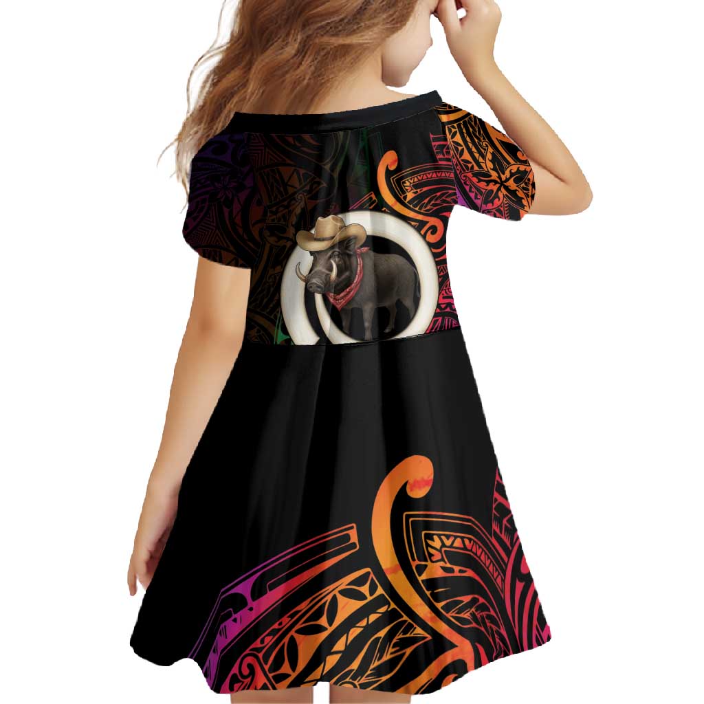 Vanuatu Boar Cowboy Family Matching Mermaid Dress and Hawaiian Shirt Tusk Gradient Polynesian Pattern LT14 - Polynesian Pride