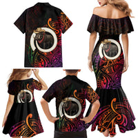 Vanuatu Boar Cowboy Family Matching Mermaid Dress and Hawaiian Shirt Tusk Gradient Polynesian Pattern LT14 - Polynesian Pride