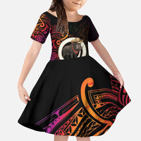 Vanuatu Boar Cowboy Family Matching Tank Maxi Dress and Hawaiian Shirt Tusk Gradient Polynesian Pattern - Polynesian Pride