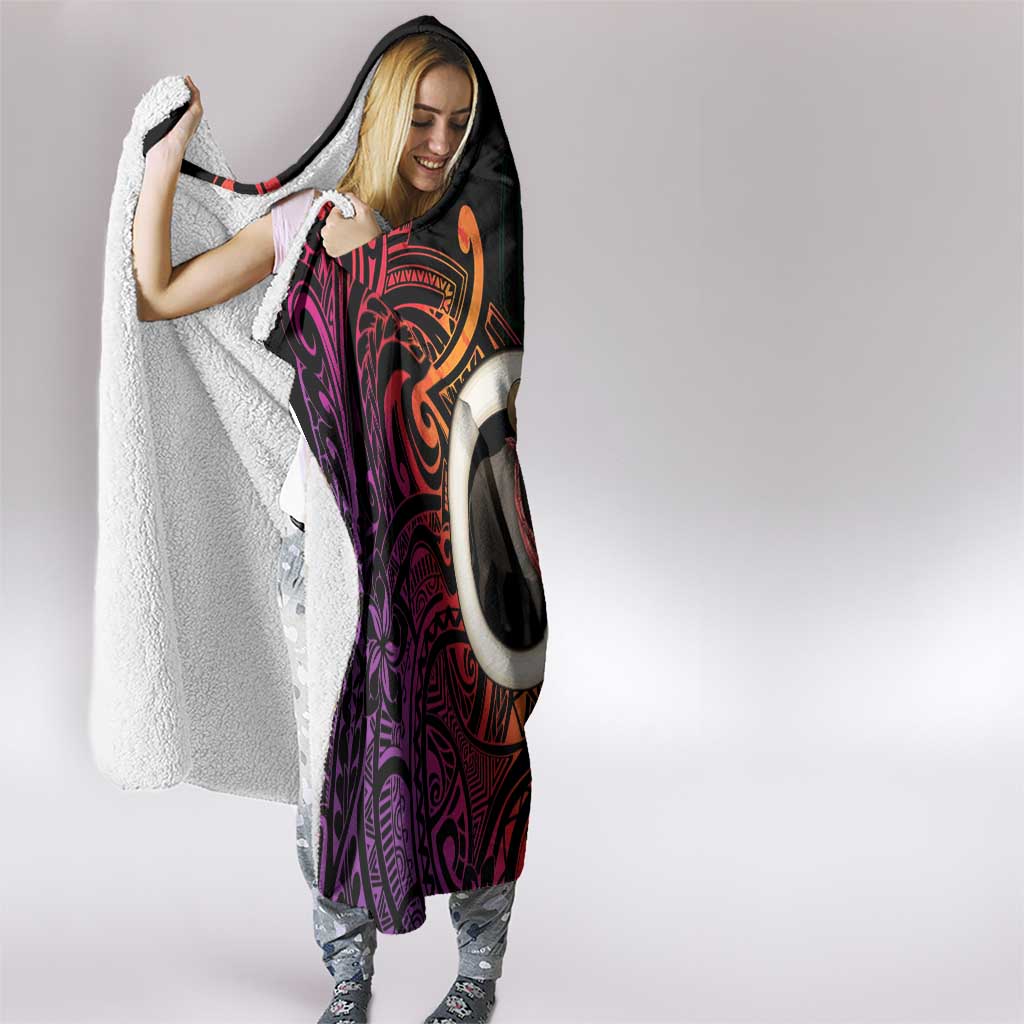 Vanuatu Boar Cowboy Hooded Blanket Tusk Gradient Polynesian Pattern - Polynesian Pride