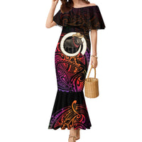 Vanuatu Boar Cowboy Mermaid Dress Tusk Gradient Polynesian Pattern - Polynesian Pride