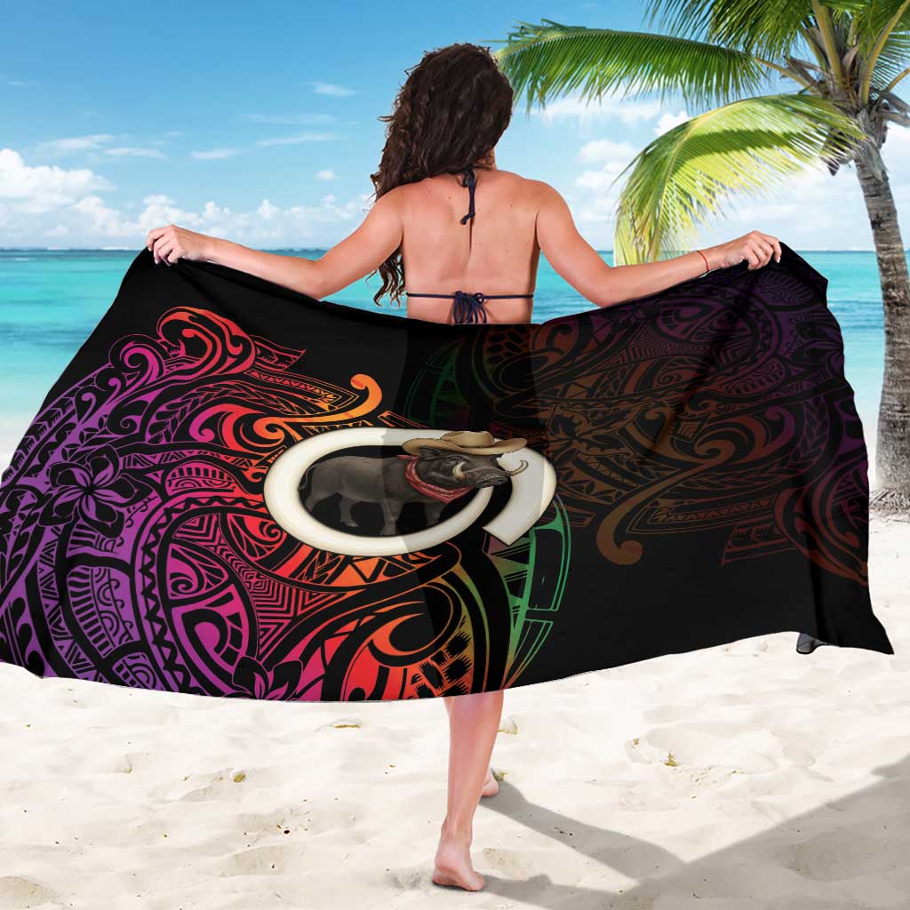 Vanuatu Boar Cowboy Sarong Tusk Gradient Polynesian Pattern - Polynesian Pride