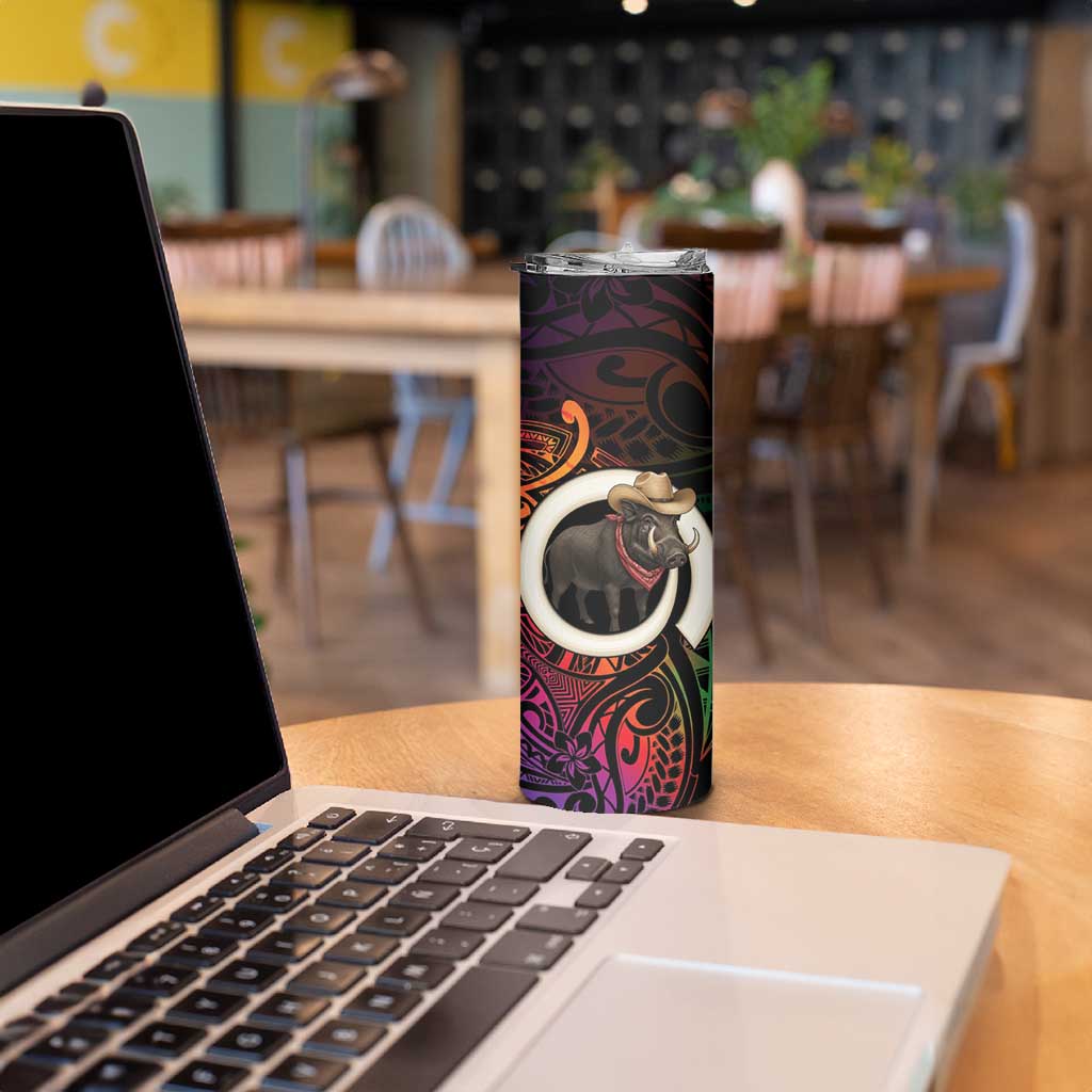 Vanuatu Boar Cowboy Skinny Tumbler Tusk Gradient Polynesian Pattern - Polynesian Pride