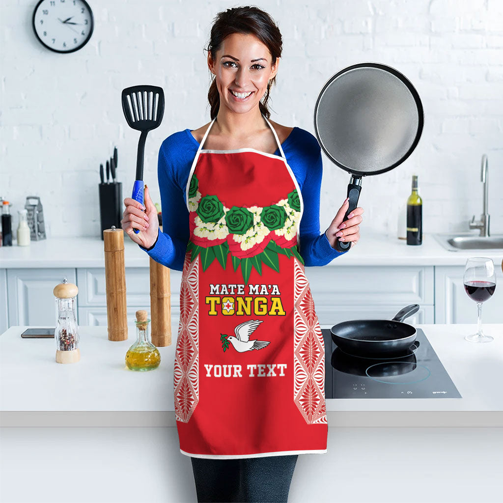 Mate Ma'a Tonga Rugby Custom Apron Tongan Kahoa Lei Ngatu Pattern Red LT14 - Polynesian Pride
