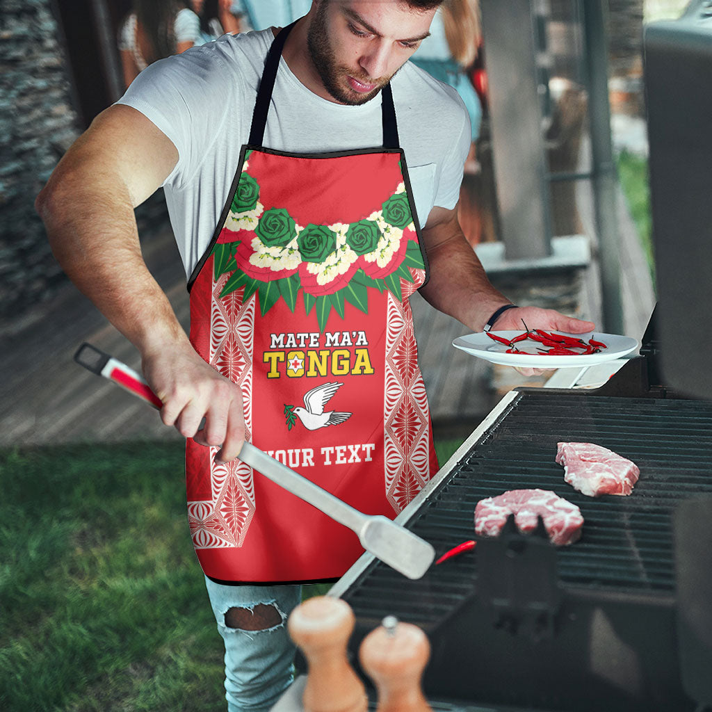 Mate Ma'a Tonga Rugby Custom Apron Tongan Kahoa Lei Ngatu Pattern Red LT14 - Polynesian Pride