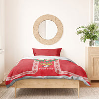 Mate Ma'a Tonga Rugby Custom Bedding Set Tongan Kahoa Lei Ngatu Pattern Red