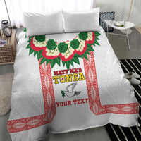 Mate Ma'a Tonga Rugby Custom Bedding Set Tongan Kahoa Lei Ngatu Pattern White