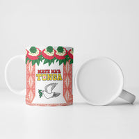 Mate Ma'a Tonga Rugby Custom Ceramic Mug Tongan Kahoa Lei Ngatu Pattern White LT14 - Polynesian Pride