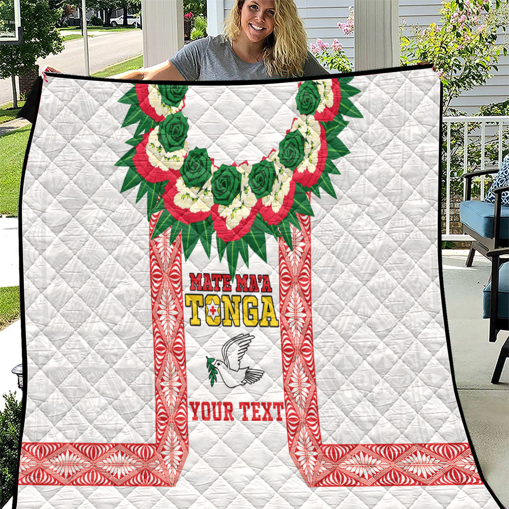 Mate Ma'a Tonga Rugby Custom Quilt Tongan Kahoa Lei Ngatu Pattern White LT14 White - Polynesian Pride