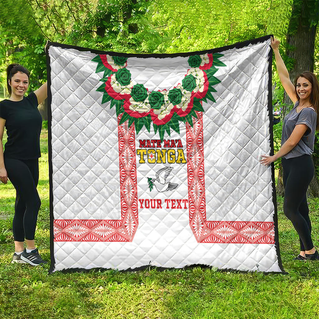 Mate Ma'a Tonga Rugby Custom Quilt Tongan Kahoa Lei Ngatu Pattern White LT14 - Polynesian Pride