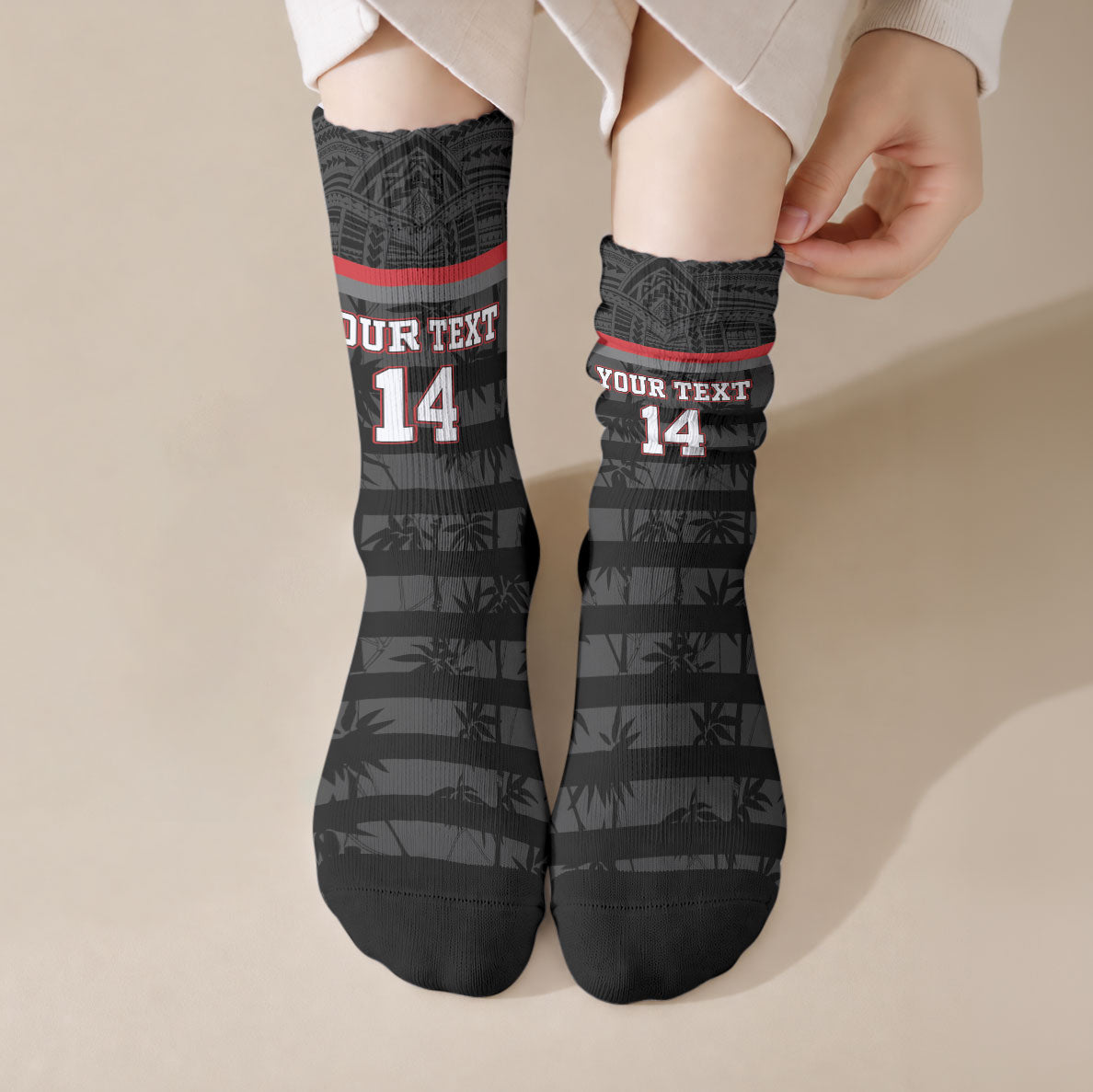 Fiji Naitasiri Rugby Custom Crew Socks Go Highland Warriors LT14 Crew Socks Black - Polynesian Pride