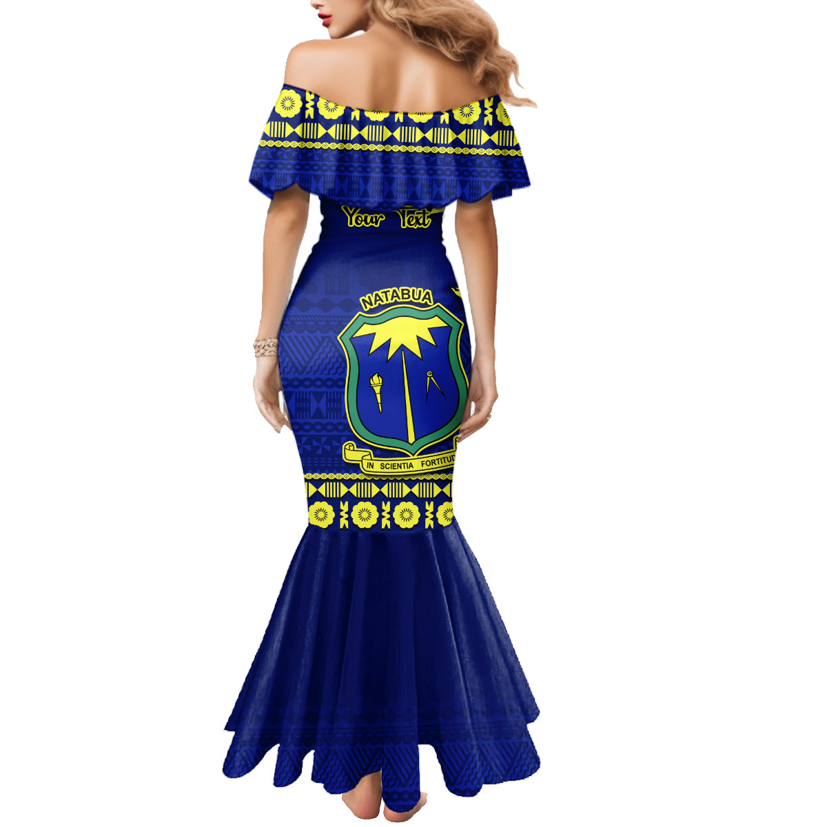 Personalised Fiji Natabua High School Family Matching Mermaid Dress and Hawaiian Shirt Fijian Tapa Pattern LT14 - Polynesian Pride