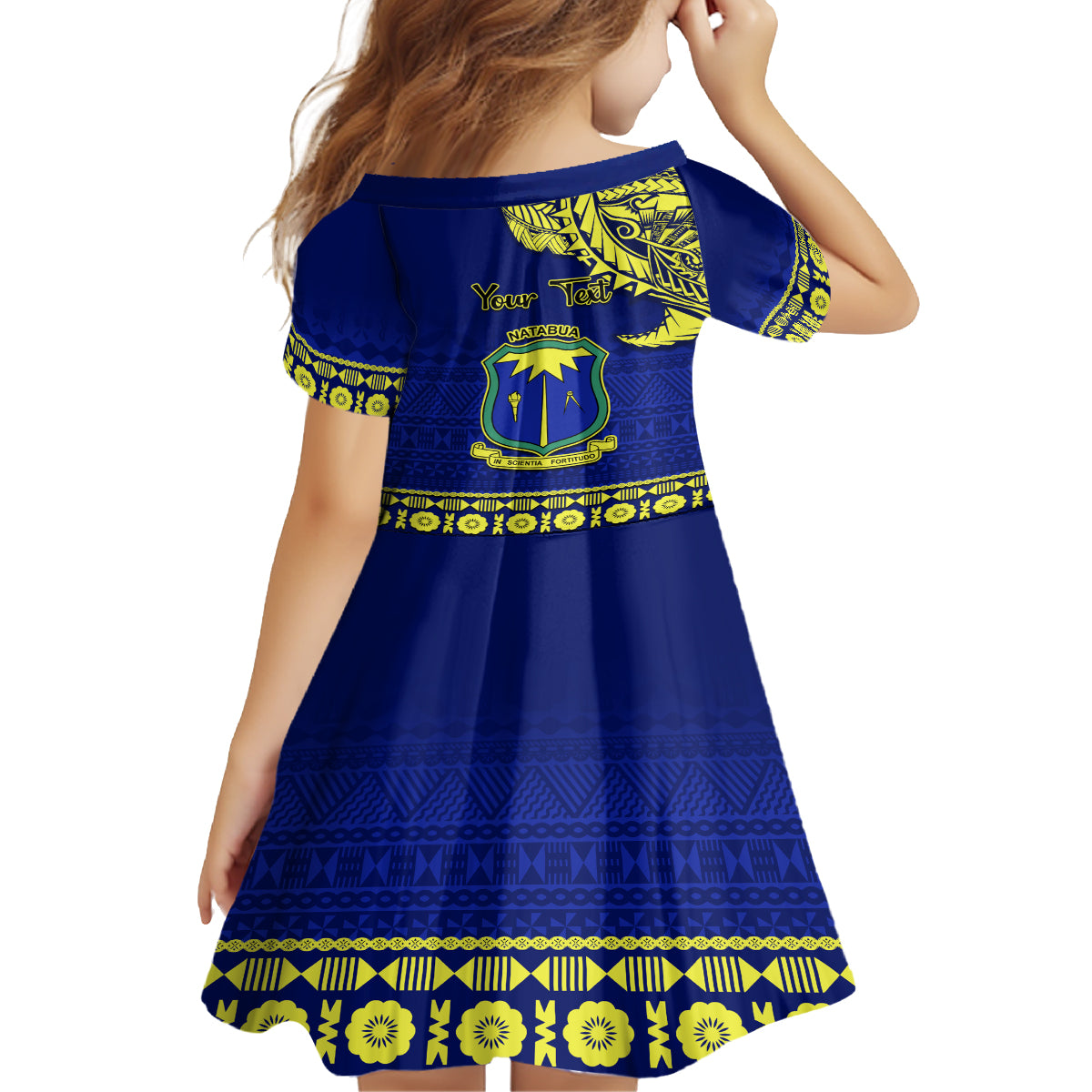 Personalised Fiji Natabua High School Kid Short Sleeve Dress Fijian Tapa Pattern LT14 - Polynesian Pride