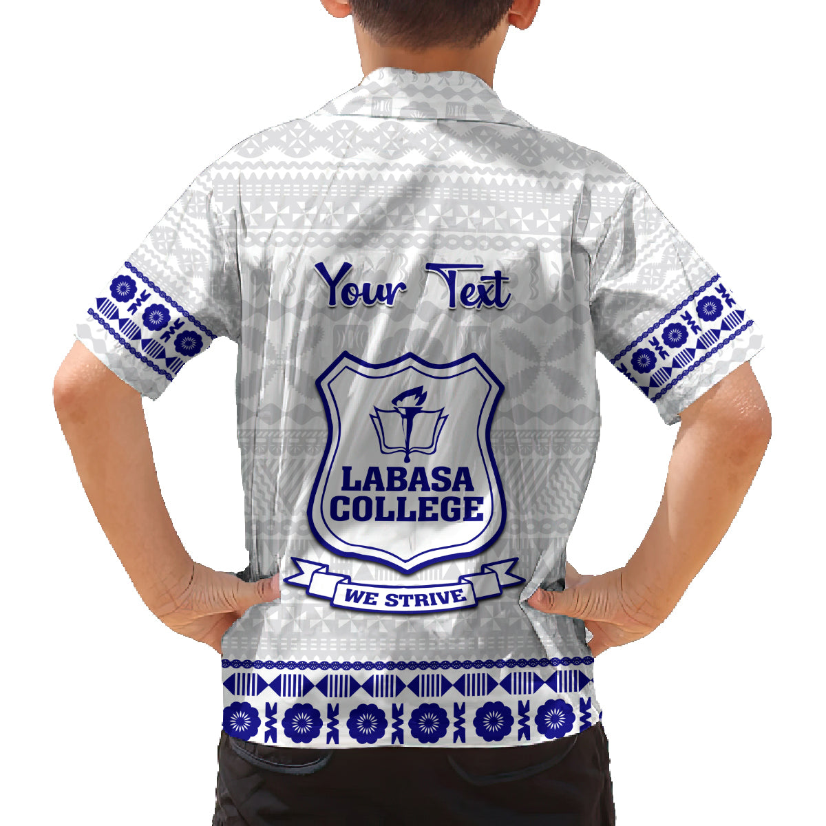 Personalised Fiji Labasa College Family Matching Long Sleeve Bodycon Dress and Hawaiian Shirt Fijian Tapa Pattern LT14 - Polynesian Pride