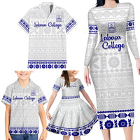 Personalised Fiji Labasa College Family Matching Long Sleeve Bodycon Dress and Hawaiian Shirt Fijian Tapa Pattern LT14 - Polynesian Pride