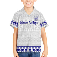 Personalised Fiji Labasa College Family Matching Tank Maxi Dress and Hawaiian Shirt Fijian Tapa Pattern LT14 Son's Shirt White - Polynesian Pride
