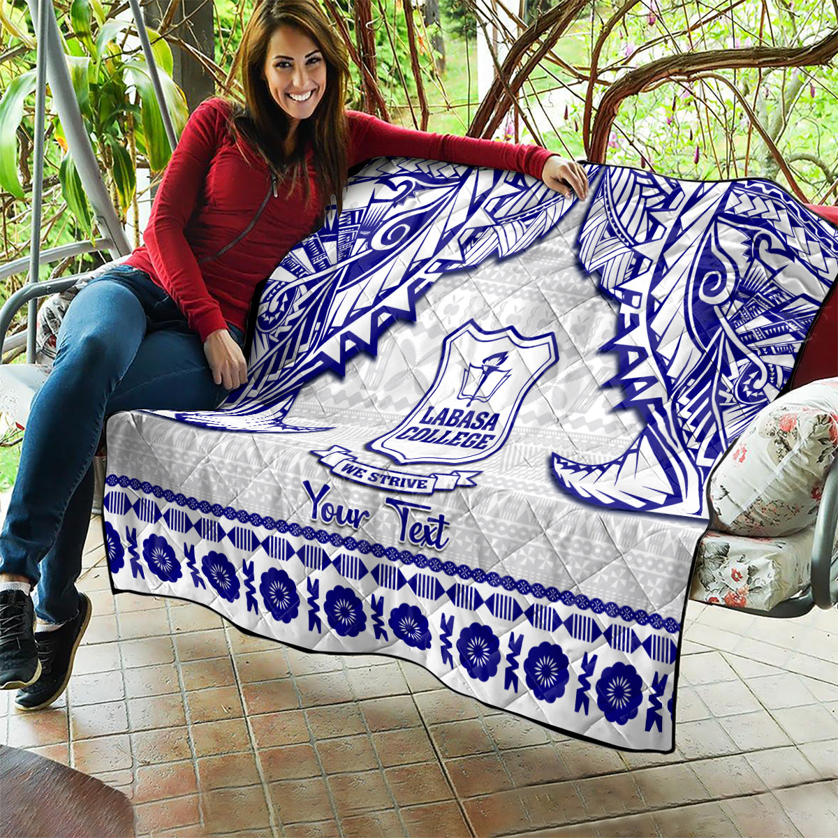Personalised Fiji Labasa College Quilt Fijian Tapa Pattern LT14 - Polynesian Pride
